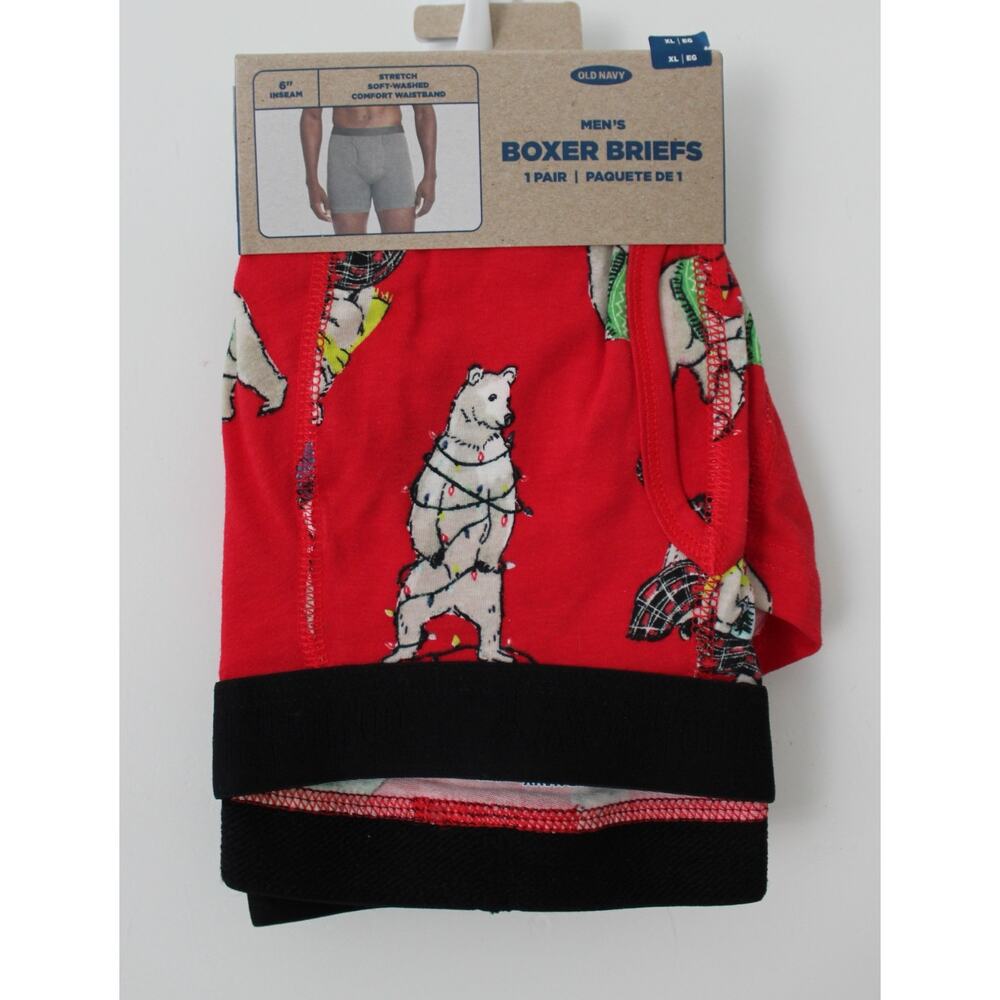 Old Navy Mens Soft-Washed Boxer Briefs Bear Red Size XL NWT